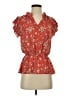 VOY 100% Polyester Red Short Sleeve Blouse Size XS - photo 1