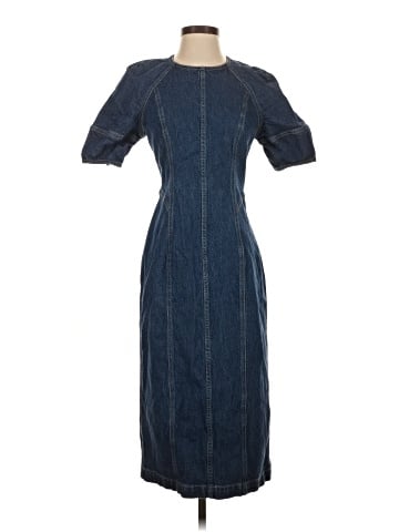 Madewell Denim Puff-Sleeve Midi Dress in Allister Wash (view 1)