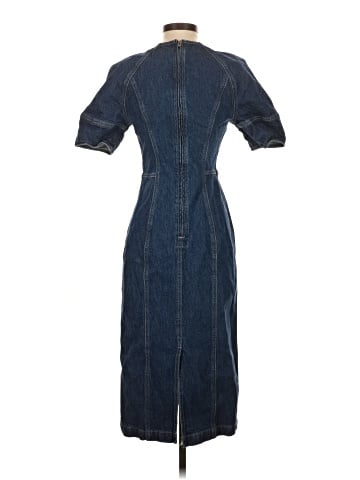 Madewell Denim Puff-Sleeve Midi Dress in Allister Wash (view 2)