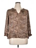 Essentials by Milano 100% Polyester Animal Print Brown 3/4 Sleeve Blouse Size XL - photo 1