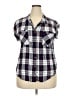 Jachs Girlfriend 100% Rayon Plaid Blue Short Sleeve Button-Down Shirt Size XXL - photo 1