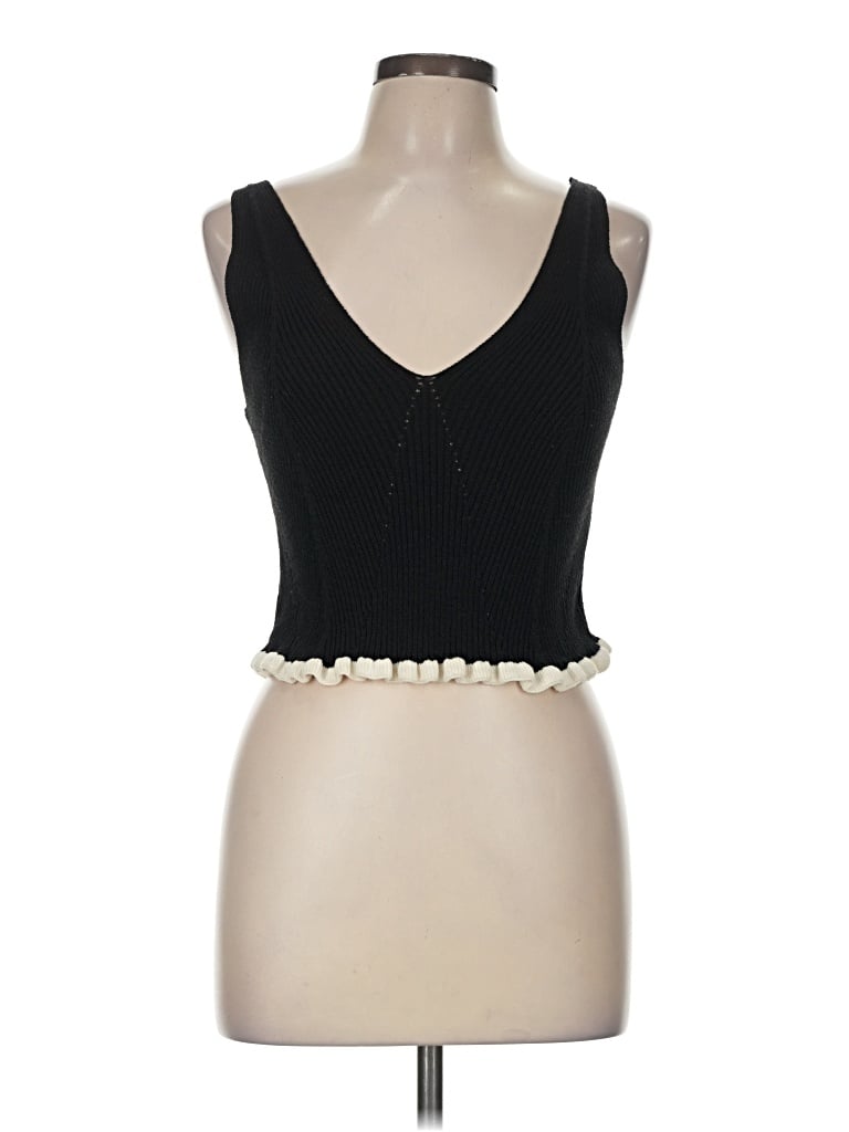 Pre-owned Zara Sleeveless Top Black Sweetheart Neckline Tops