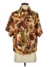 Interdee 100% Cotton Tropical Brown Short Sleeve Blouse Size S - photo 1