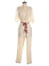 Feathers Metallic Ivory Jumpsuit Size XS - photo 1