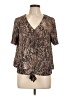 Charming Charlie 100% Polyester Animal Print Brown Short Sleeve Blouse Size L - photo 1
