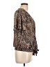 Charming Charlie 100% Polyester Animal Print Brown Short Sleeve Blouse Size L - photo 4