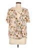 Charming Charlie 100% Polyester Floral Tan Short Sleeve Blouse Size M - photo 1