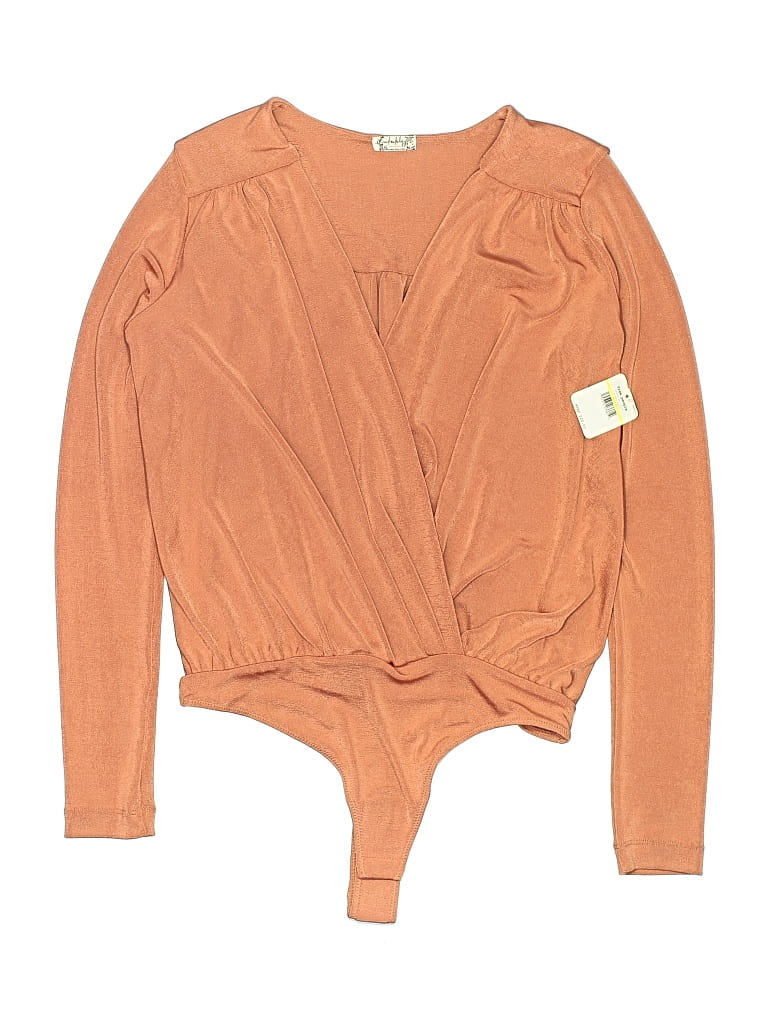 Intimately By Free People Long Sleeve Top Orange Plunge Neckline Tops