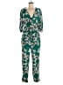 Zara 100% Polyester Print Green Teal Jumpsuit Size M - photo 1
