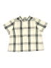 Bonpoint 100% Cotton Plaid Ivory Short Sleeve Button-Down Shirt Size 3 - photo 1