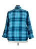 N Touch Plaid Teal Blue 3/4 Sleeve Button-Down Shirt Size 2X - photo 2