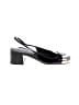 Prada 100% Leather Black Leather Cap Toe Slingback Block Heels Size EU 37 - photo 1