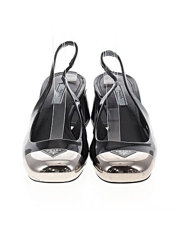 Prada Leather Cap Toe Slingback Block Heels (view 2)