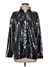 Blue Blush 100% Polyester Metallic Silver Long Sleeve Blouse Size S - photo 1