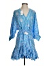 AaKaa 100% Rayon Paisley Blue Cocktail Dress Size XS - photo 1