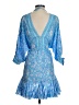 AaKaa 100% Rayon Paisley Blue Cocktail Dress Size XS - photo 2
