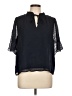 Ann Taylor LOFT 100% Polyester Black Short Sleeve Blouse Size L - photo 1