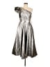 Mac Duggal Metallic Silver Cocktail Dress Size 8 - photo 1