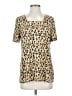 Susan Graver Animal Print Tan Short Sleeve Top Size XS - photo 1
