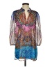 S-Twelve 100% Polyester Multi Color Blue 3/4 Sleeve Blouse Size S - photo 1