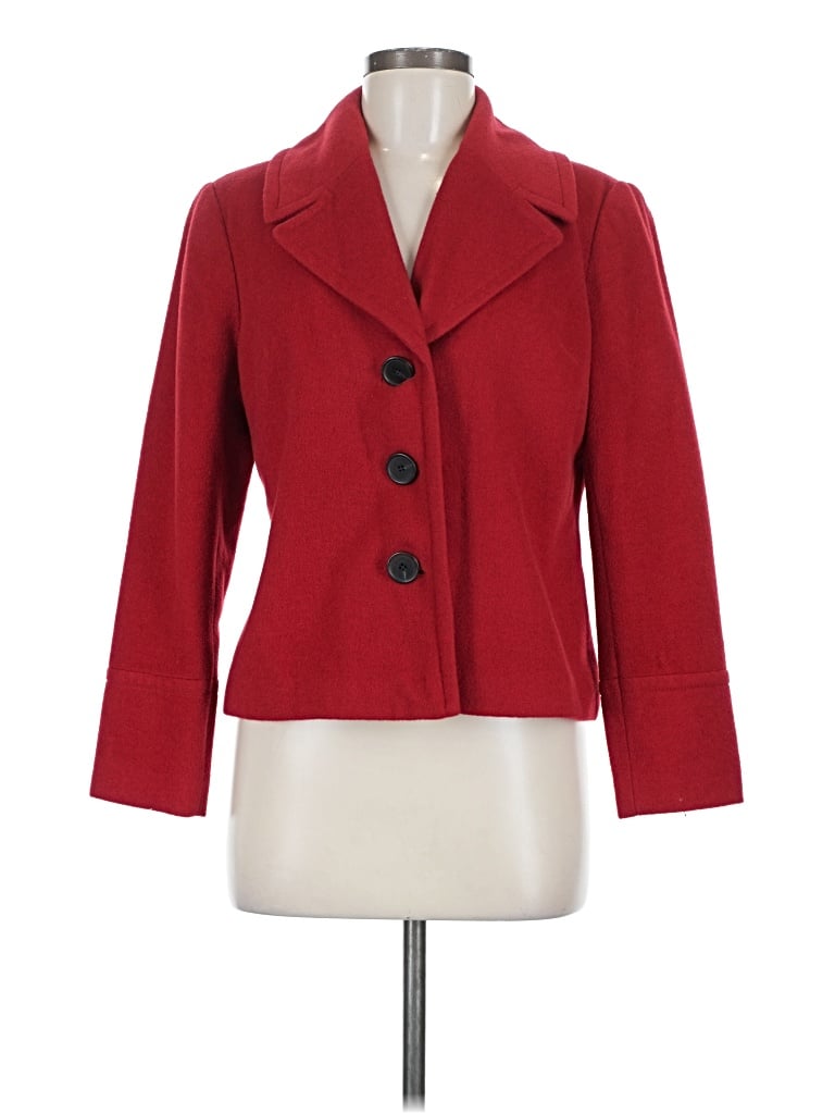 Pre-owned Coldwater Creek Wool Blazer Jacket In Red