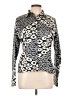 grass-fields Animal Print Silver Long Sleeve Blouse Size 10 - photo 1
