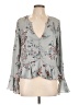 Just Fab 100% Polyester Gray Long Sleeve Blouse Size L - photo 1