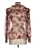 MISA Los Angeles Floral Multi Color Brown Long Sleeve Blouse Size L - photo 2