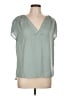 H&M 100% Polyester Green Short Sleeve Blouse Size 12 - photo 1