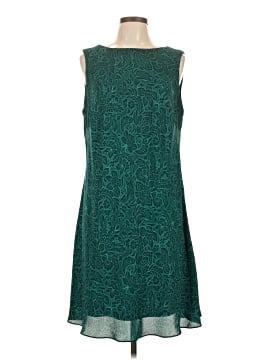 american living green dress American Living Green & Black Floral Wrap Dress