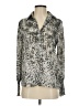 Express 100% Polyester Animal Print Silver Long Sleeve Blouse Size XS - photo 1