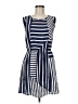 oasis 100% Polyester Stripes Blue Casual Dress Size 8 - photo 1