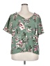 the general good 100% Polyester Floral Green Short Sleeve Blouse Size 2X - photo 1
