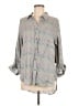 Billy T Chevron-herringbone Multi Color Gray 3/4 Sleeve Button-Down Shirt Size M - photo 1