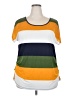 Flower & Feather Color Block Orange Short Sleeve Top Size 2X - photo 1