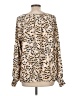 CAbi 100% Polyester Animal Print Tan Long Sleeve Blouse Size L - photo 2