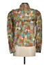 Meadows 100% Cotton Floral Green Long Sleeve Blouse Size 8 - photo 2