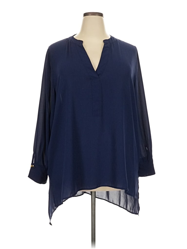 Pre-owned Eloquii 3/4 Sleeve Blouse In Blue