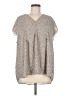 Jones New York 100% Polyester Tan Ivory Short Sleeve Blouse Size M (estimated) - photo 1