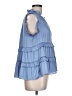 Aqua 100% Polyester Blue Sleeveless Blouse Size L - photo 4