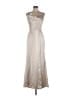 Amsale 100% Polyester Metallic Silver Tan Cocktail Dress Size 10 - photo 1