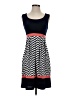 En Focus Studio Chevron-herringbone Solid Stripes Blue Casual Dress Size 4 - photo 1