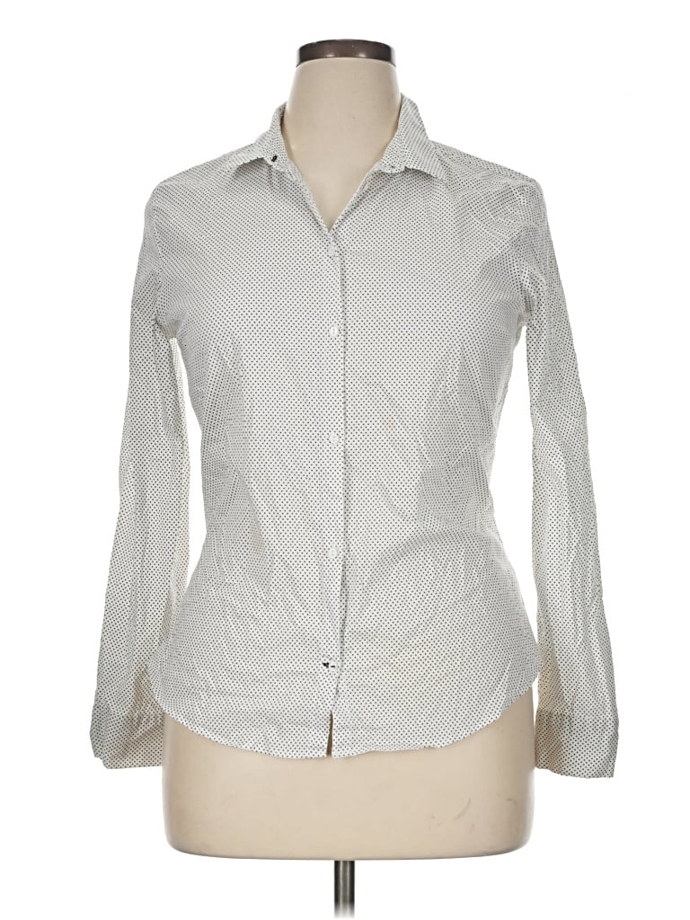 Pre-owned Zara Basic Long Sleeve Button Down Shirt In Silver