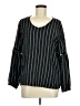 Garnet Hill Stripes Black Long Sleeve Blouse Size 8 - photo 1