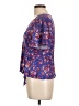 NSR 100% Rayon Floral Blue Short Sleeve Blouse Size L - photo 5