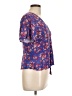 NSR 100% Rayon Floral Blue Short Sleeve Blouse Size L - photo 4