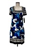 Perceptions Print Blue Casual Dress Size 8 - photo 1