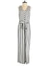 Banana Republic 100% Polyester Stripes Silver Jumpsuit Size 2 - photo 1