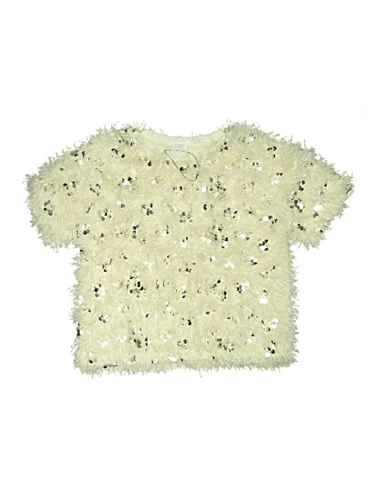 Pre-owned Zara Kids' Short Sleeve T-shirt In Ivory