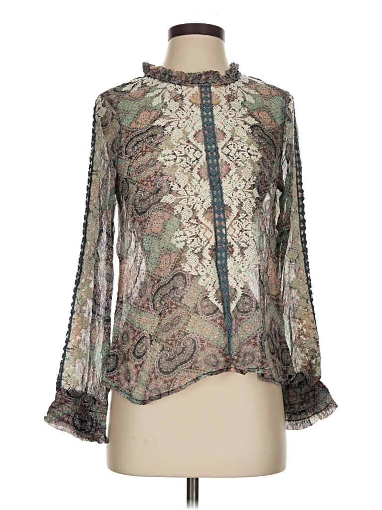Pre-owned Sundance Long Sleeve Blouse In Gray